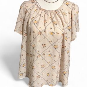 LC Lauren Conrad Beige Floral Top